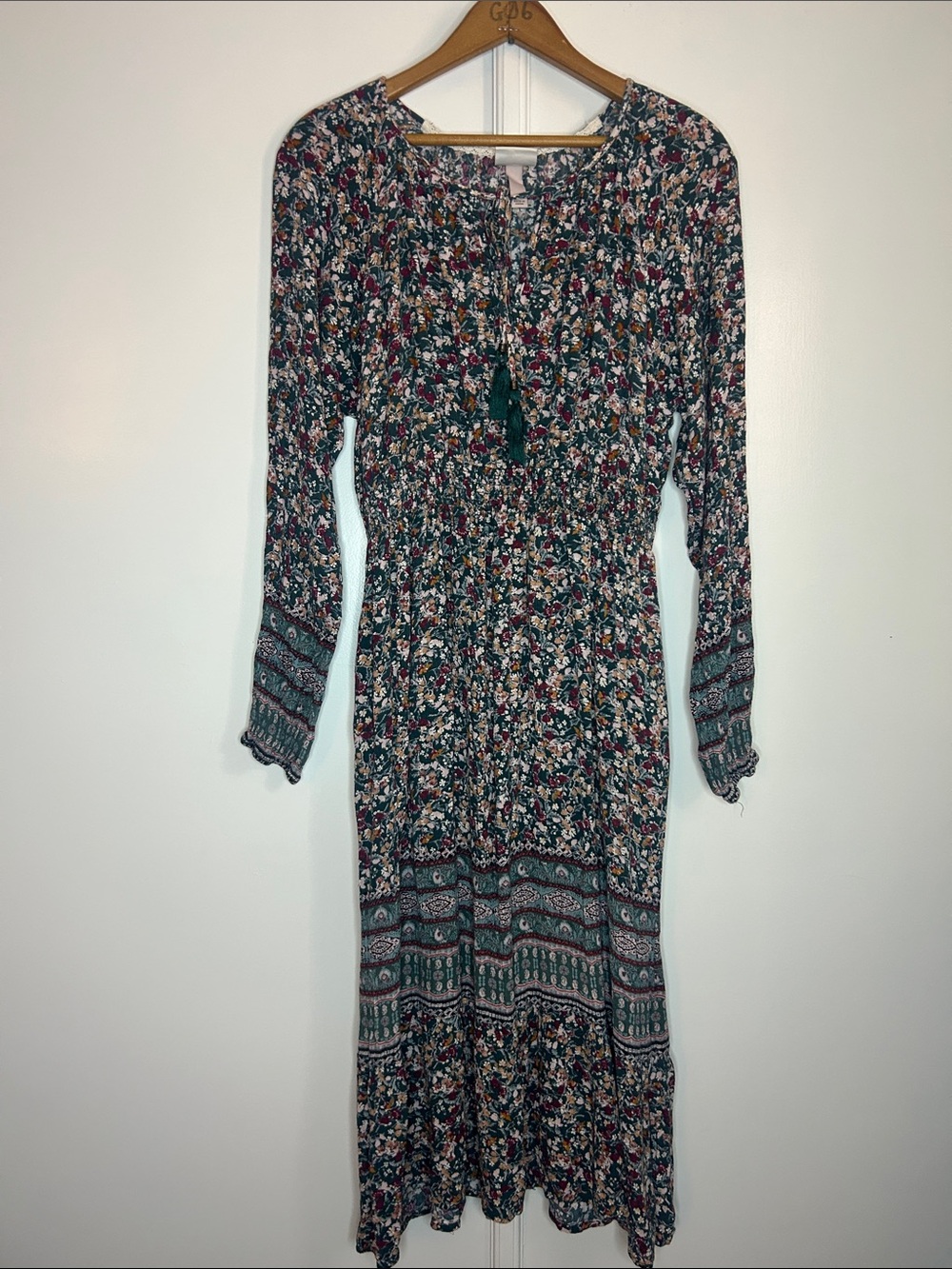 Knox Rose Floral Boho Smocked Midi Dress - Picture 2 of 8